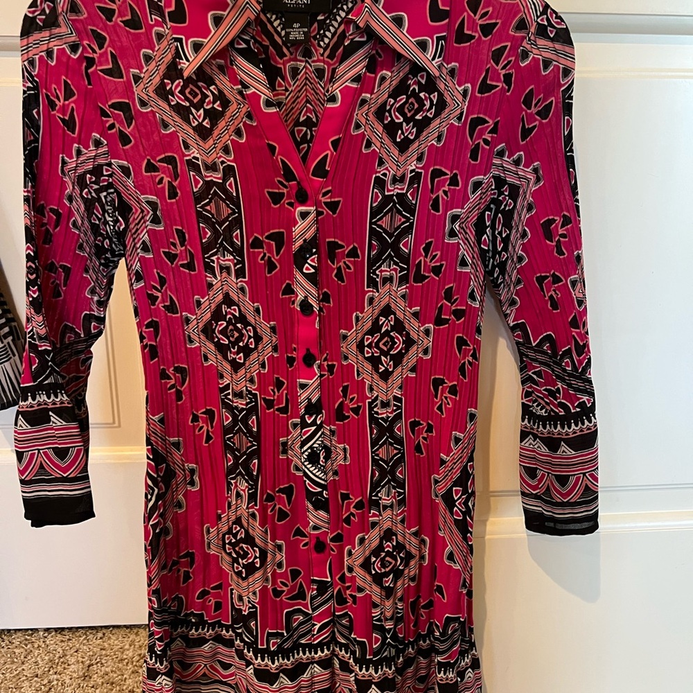Alfani Pink and Black Patterned Blouse